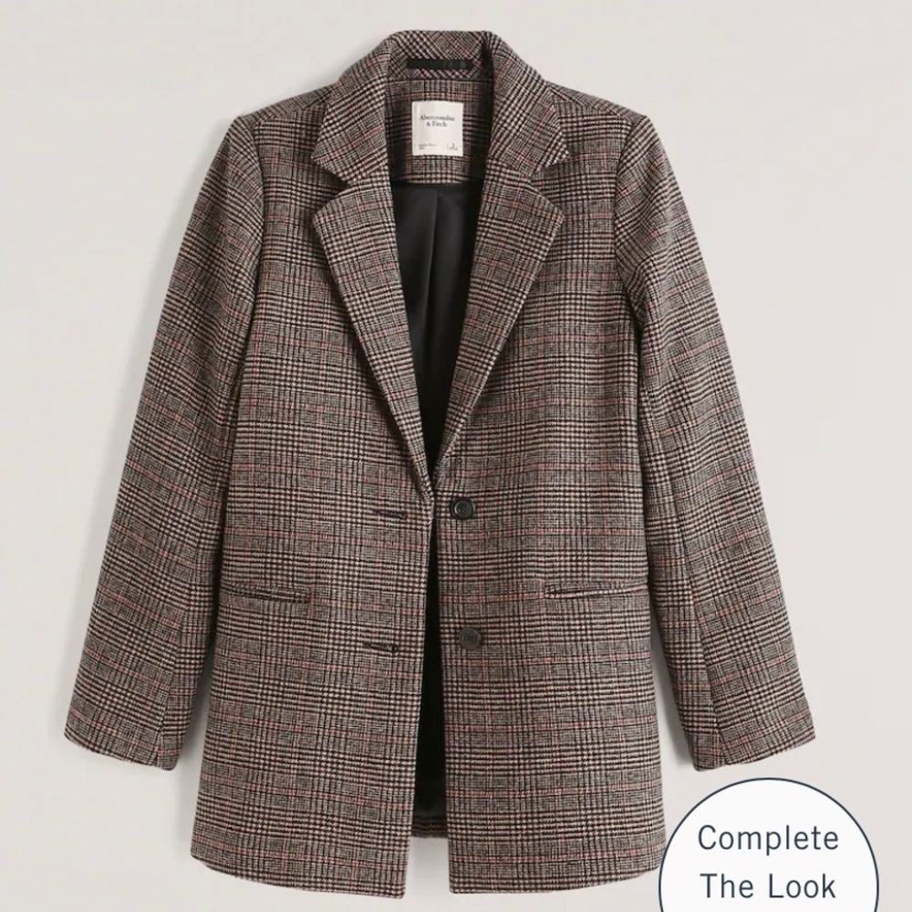 Women’s Wool-Blend Blazer Coat in Brown Plaid